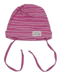 Ružovo-biela pruhovaná bavlnená čapica Reima