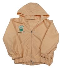 Broskvová prepínaci šušťáková bunda s kvietkami a kapucňou Fulla moda