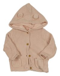 Svetloružový prepínaci sveter s kapucňou a uškami Next