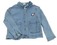 Modrá rifľová bunda so srdiečkom LD