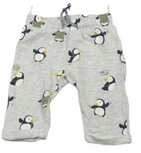 Sivé tepláky s tučňáky C&A