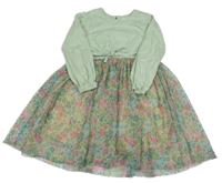 Světlezelené bavlněno/tylové šaty s kytičkami Leigh Tucker