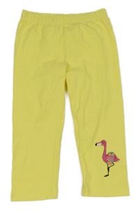 Žlté capri legíny s plameňákem Kids