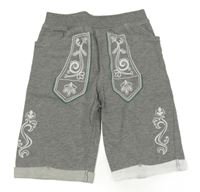 Sivé teplákové kraťasy s potlačou Kids