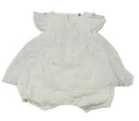 Biele tylové kvietkovane šaty so všitým overalem