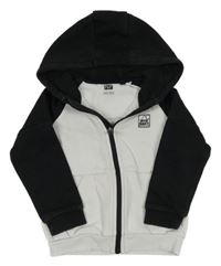 Bielo-čierna prepínaci mikina s potlačou a kapucňou F&F