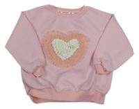 Svetloružová oversize mikina so srdiečkom
