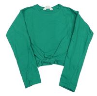 Zelená crop mikina s nařasením H&M