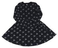 Tmavomodré bavlnené šaty s bodkami H&M