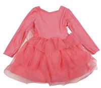 Růžové taneční šaty s tylovou tutu sukní H&M