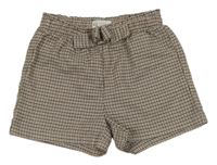 Béžovo-bílo-černé kostkované kraťasy s mašlí H&M