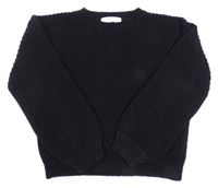 Čierny vzorovaný žinylkový crop sveter H&M