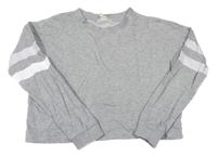 Sivá melírovaná crop mikina s prúžkami H&M