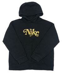 Čierna mikina so zlatým logom a kapucňou Nike