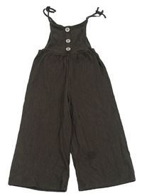 Tmavosivý mačkaný nohavicový culottes overal s gombíkmi RIVER ISLAND