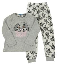 Světlešedo-bílé melírované plyšové pyžamo s Thumperem PRIMARK