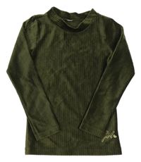 Khaki žebrované mikinotriko s nápisom a rolákem zn ZEEMAN