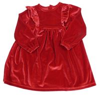 Červené lesklé sametové šaty s volánky St. Bernard