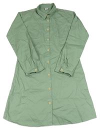 Olivové plátěné propínací košilové šaty LC WaIKIKI