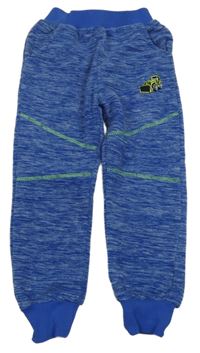 Modro-biele melírované fleecové nohavice s bágrom SEZON