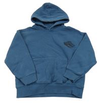 Tmavomodrá mikina s nápisy a kapsou a kapucí ZARA