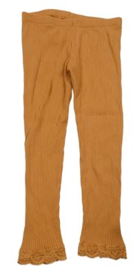 Karamelové žebrované legíny s krajkou Next