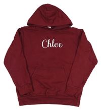 Vínová mikina s nápisom a vreckom a kapucňou