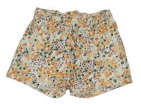 Biele paper bag teplákové kraťasy s kvietkami lupilu