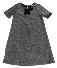 Čierno-strieborné slávnostné šaty s mašlou H&M