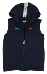 Tmavomodrá tepláková propínací vesta s logem a kapucí ellesse