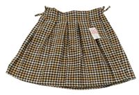 Nové - čierno-bielo-starorůžovo-oranžová vzorovaná vlnená sukňa s mašľami Matalan