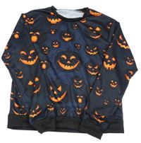 Tmavomodro-čierna slabá mikina s dýněmi