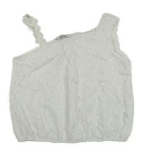 Bílý květovaný halenkový asymetrický crop top LC WaIKIKI