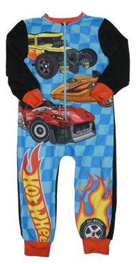 Modro-černo-červený fleecový overal s auty - Hot Wheels