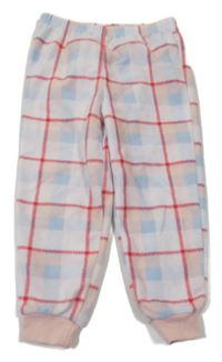 Kostkovano-světlerůžové fleecové pyžamové kalhoty PRIMARK