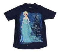 Tmavomodré uv tričko s Elsou Disney