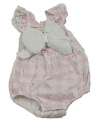 Růžovo-bílé kostkované body s mašlí Caramelo