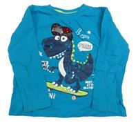 Modré triko s dinosaurem s překlápěcími flitry Infinity Kids