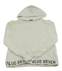 Smotanová mikina s nápismi a kapucňou Blue Seven