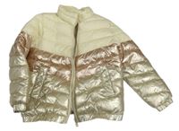 Krémovo-bronzovo-zlatá šušťáková zateplená bunda Zara