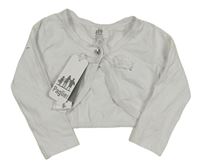 Nové - Biele bavlnené bolerko s kvetinou