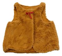 Hnedá kožušinová podšitá vesta s mašlou Tahari