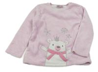 Ružová chlpatá mikina s medvěďom Kiki&Koko