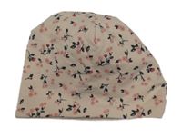 Ružová kvetovaná bavlnená čapica Topomini