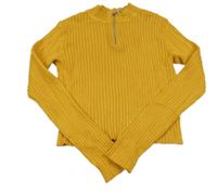 Horčicový rebrovaný crop sveter so zipsom H&M