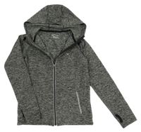 Šedo-černá melírovaná sportovní propínací mikina s kapucí Yd.