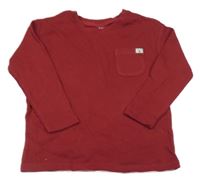 Tmavočervené žebrované triko s kapsou Nutmeg