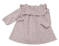 Starorůžovo-bílé vzorované šaty s listy a volánky Primark