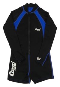 Černo-safírový neopren s nápisem