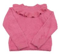 Tmavoružový chlpatý sveter s volánem Persival